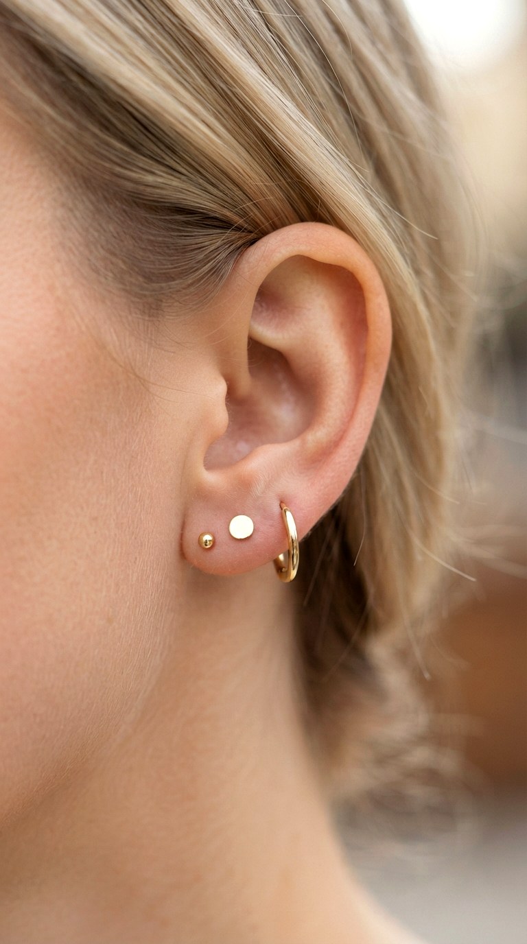 The Classic Minimalist Trio Gold Earnings - 27 earring stacks gold