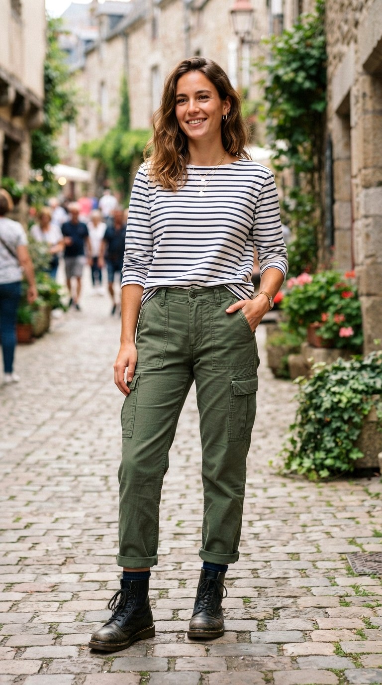 The Classic Striped Breton Top - 28 cargo pants outfits women