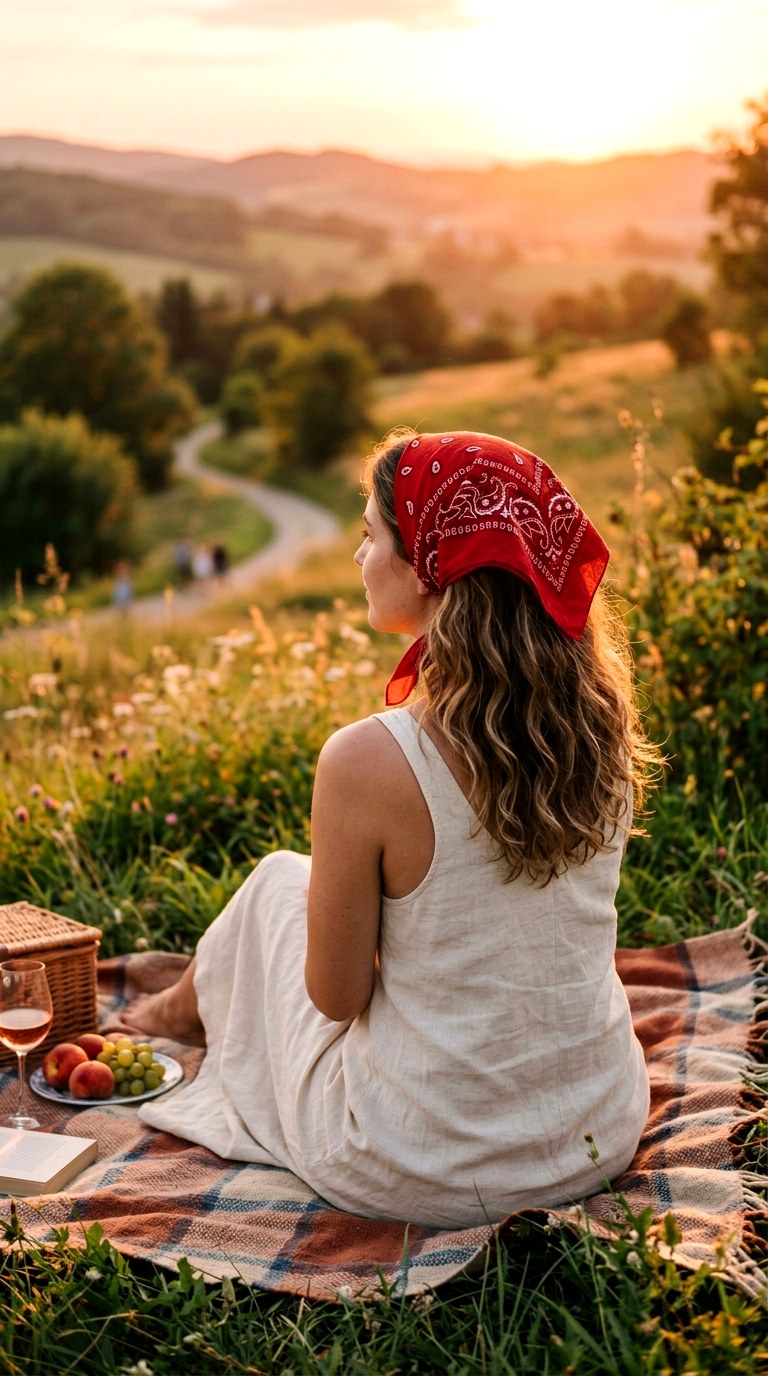 The Classic Triangle Crown - 21 bandana in hair