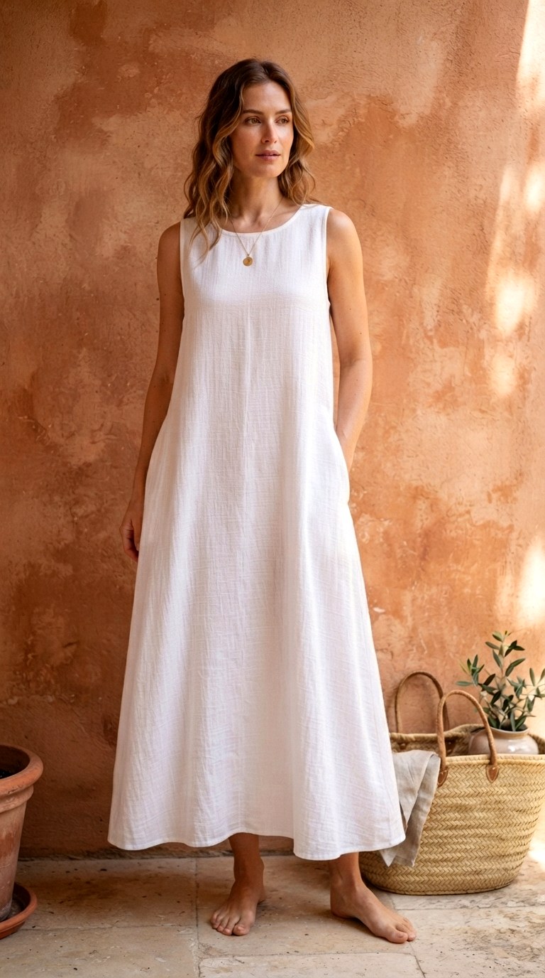 The Column of White Cotton - 24 simple maxi dress