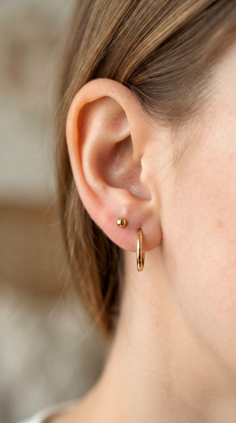 The Curated Minimalist Trio - 20 earring stacks gold 2 holes