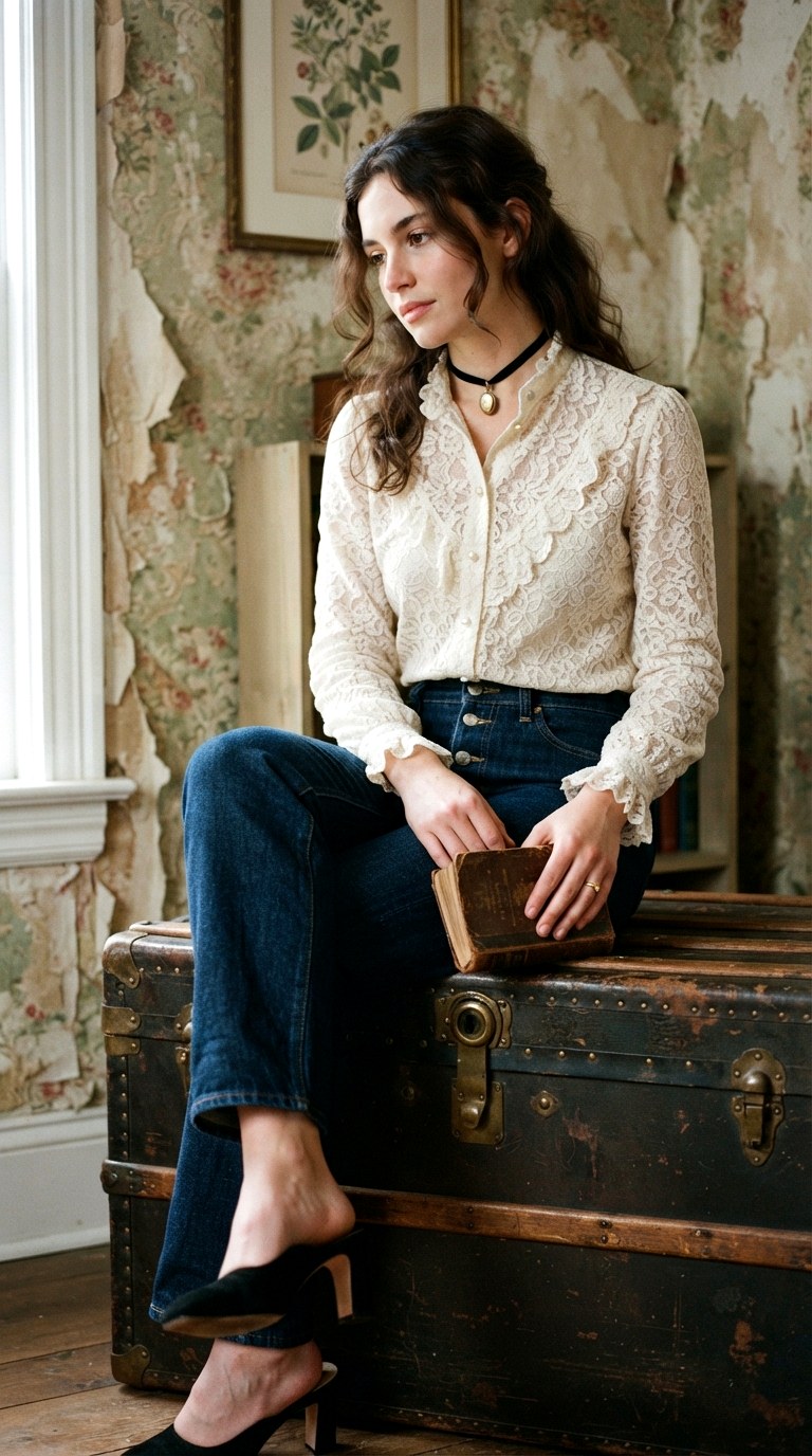 The Dark Denim and Lace Romantic - 26 western outfits women