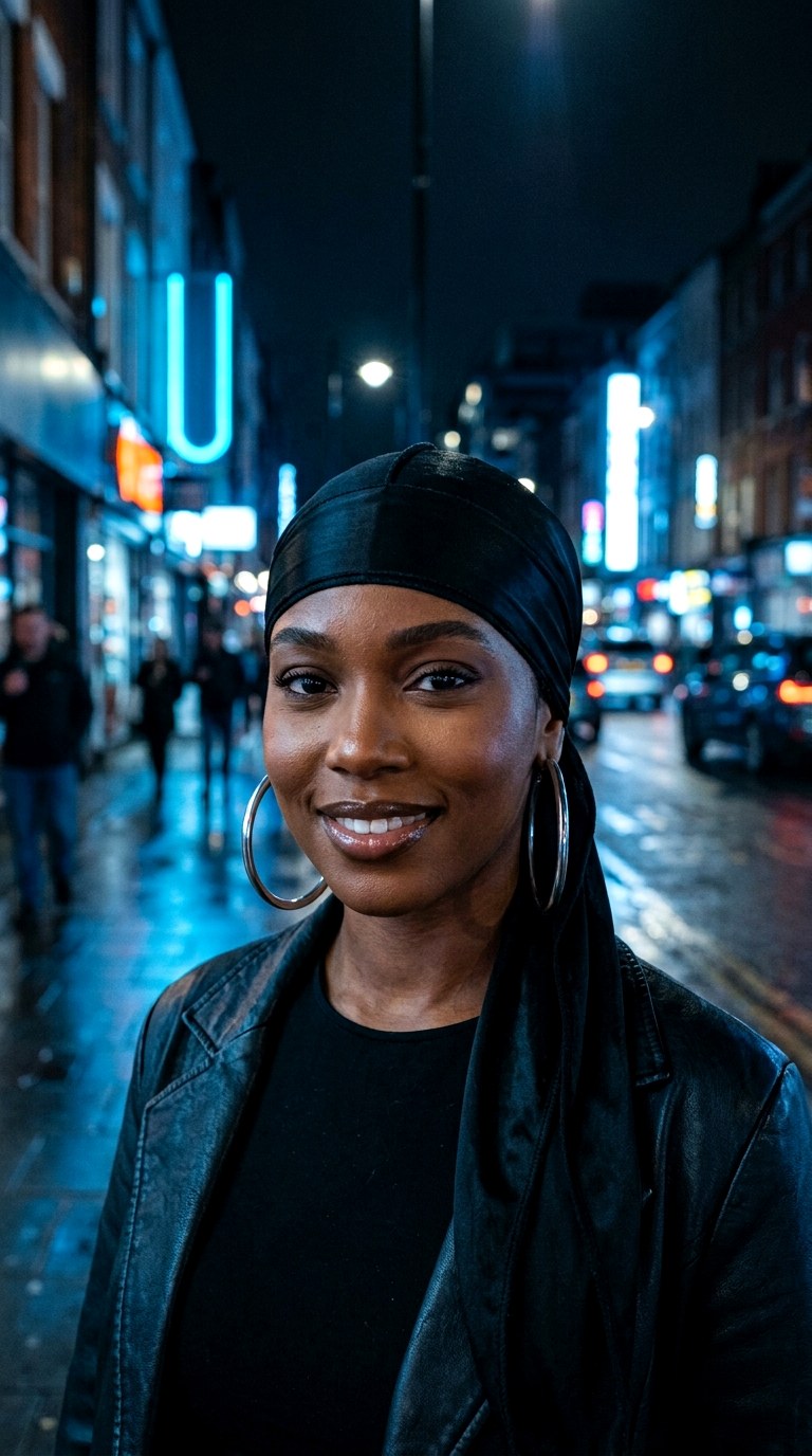 The Durag Satin Setter - 21 bandana in hair