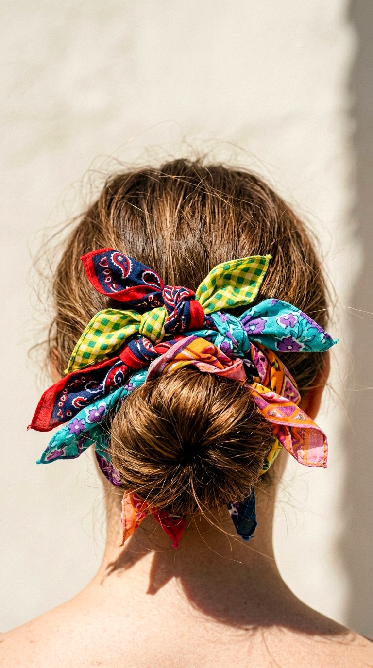 The Embellished Knot Stack - 21 bandana in hair