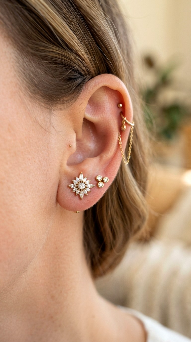 The Finale Cluster Constellation - 20 earring stacks gold 2 holes
