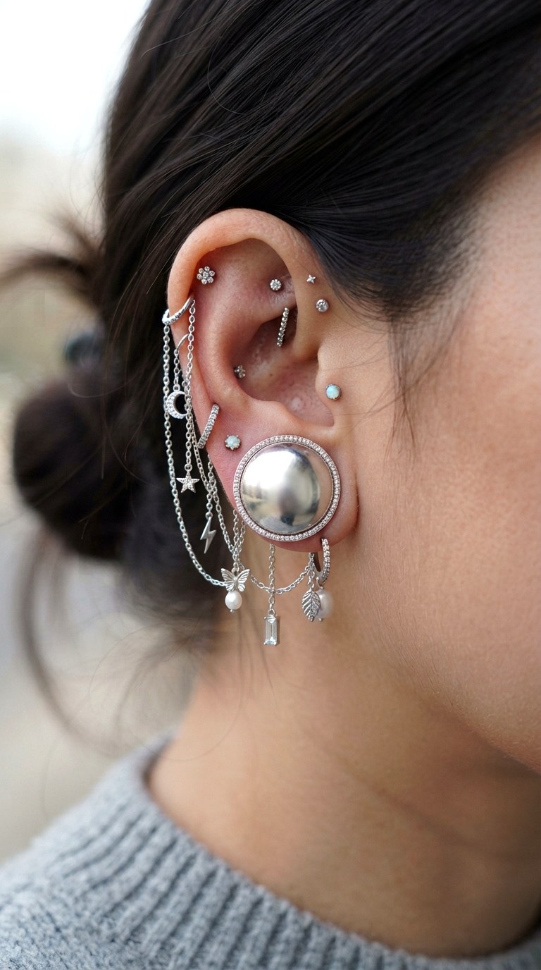 The Full Dome Halo - 23 earring stacks silver