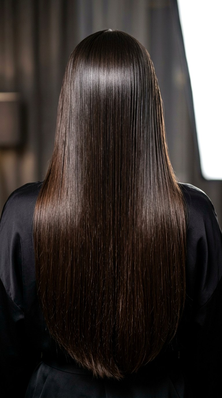 The Glossy Liquid Brunette Finish - 24 long brunette hair with layers