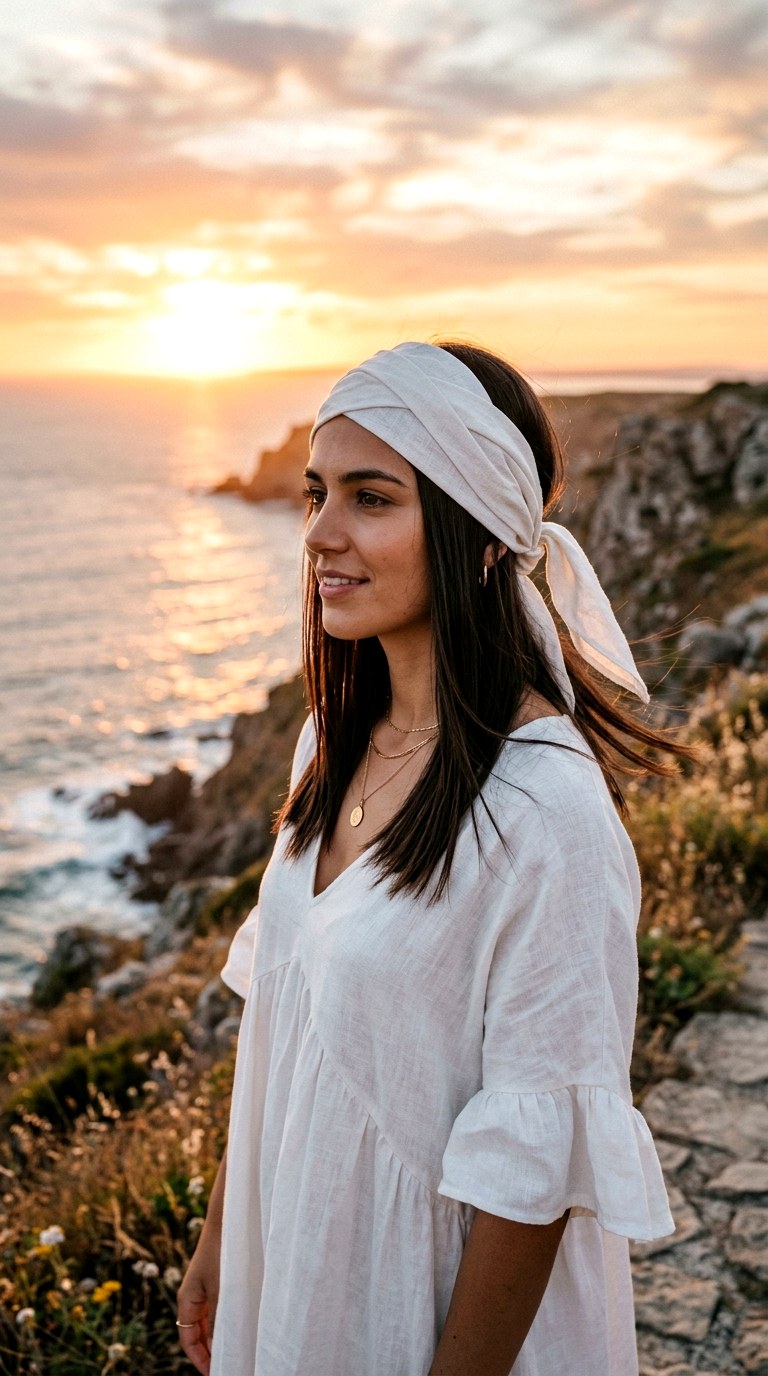 The Grecian Cross Wrap - 21 bandana in hair