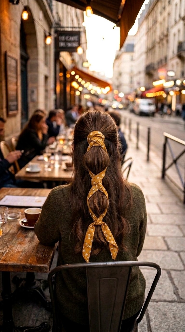 The Half Up Bubble Twist - 21 bandana in hair