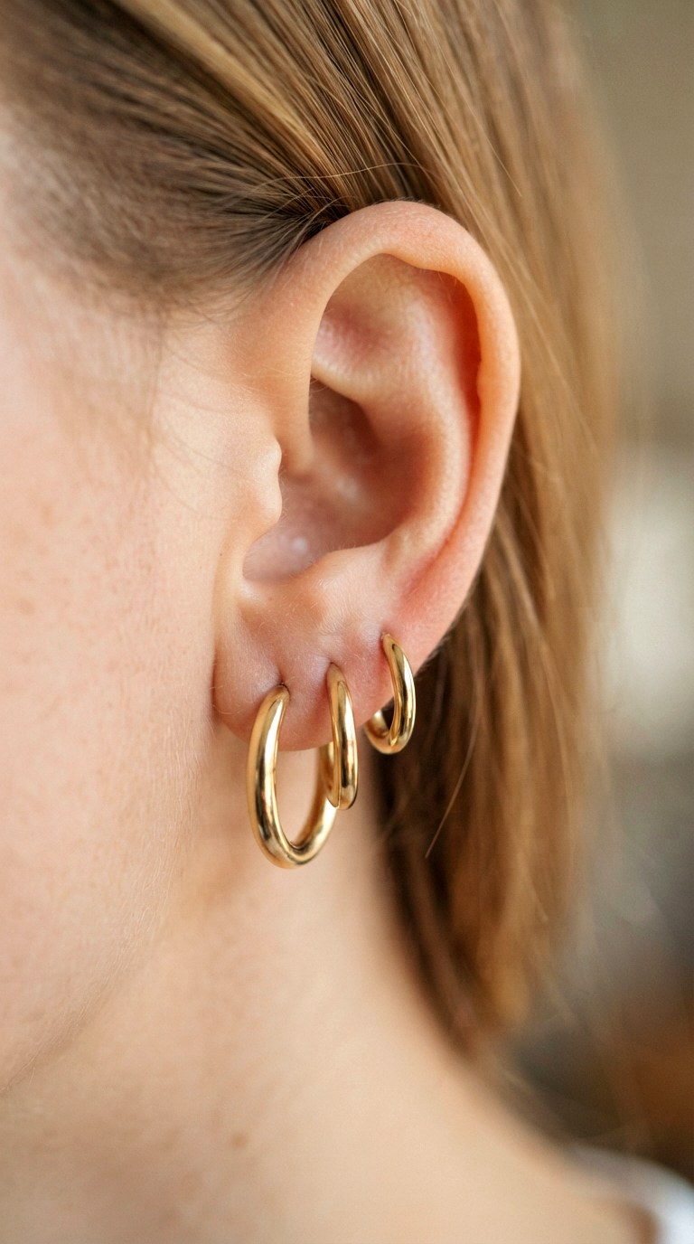 The Layered Lobe Party - 26 gold hoops earrings