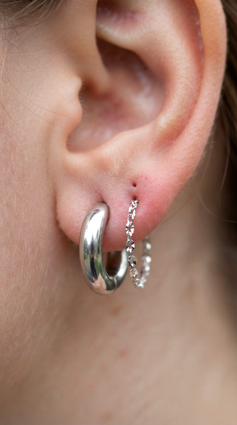 The Lobe Doubler Gradient - 23 earring stacks silver