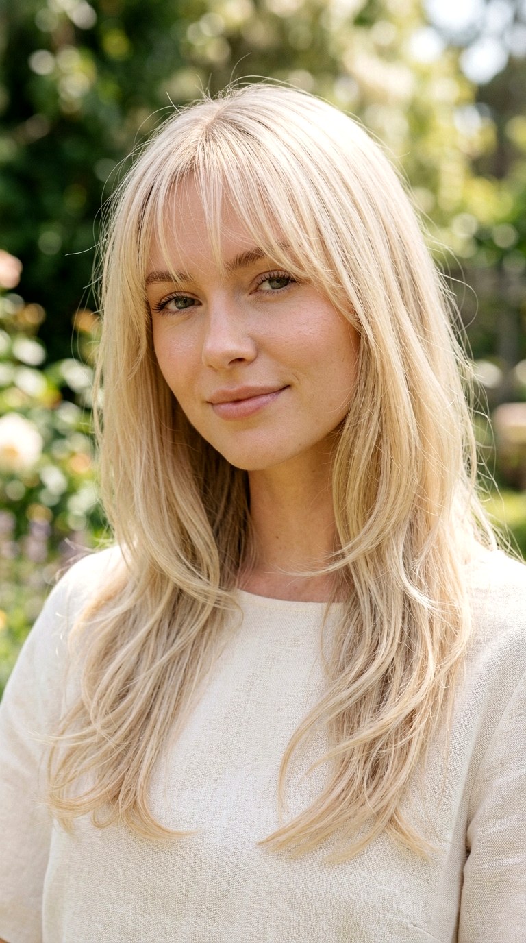 The Modern Shag with Blonde Dimension - 27 long blonde hair with layers and bangs