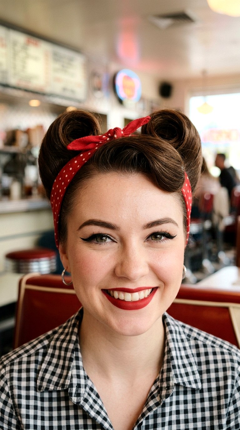 The Narrow Rockabilly Wrap - 21 bandana in hair