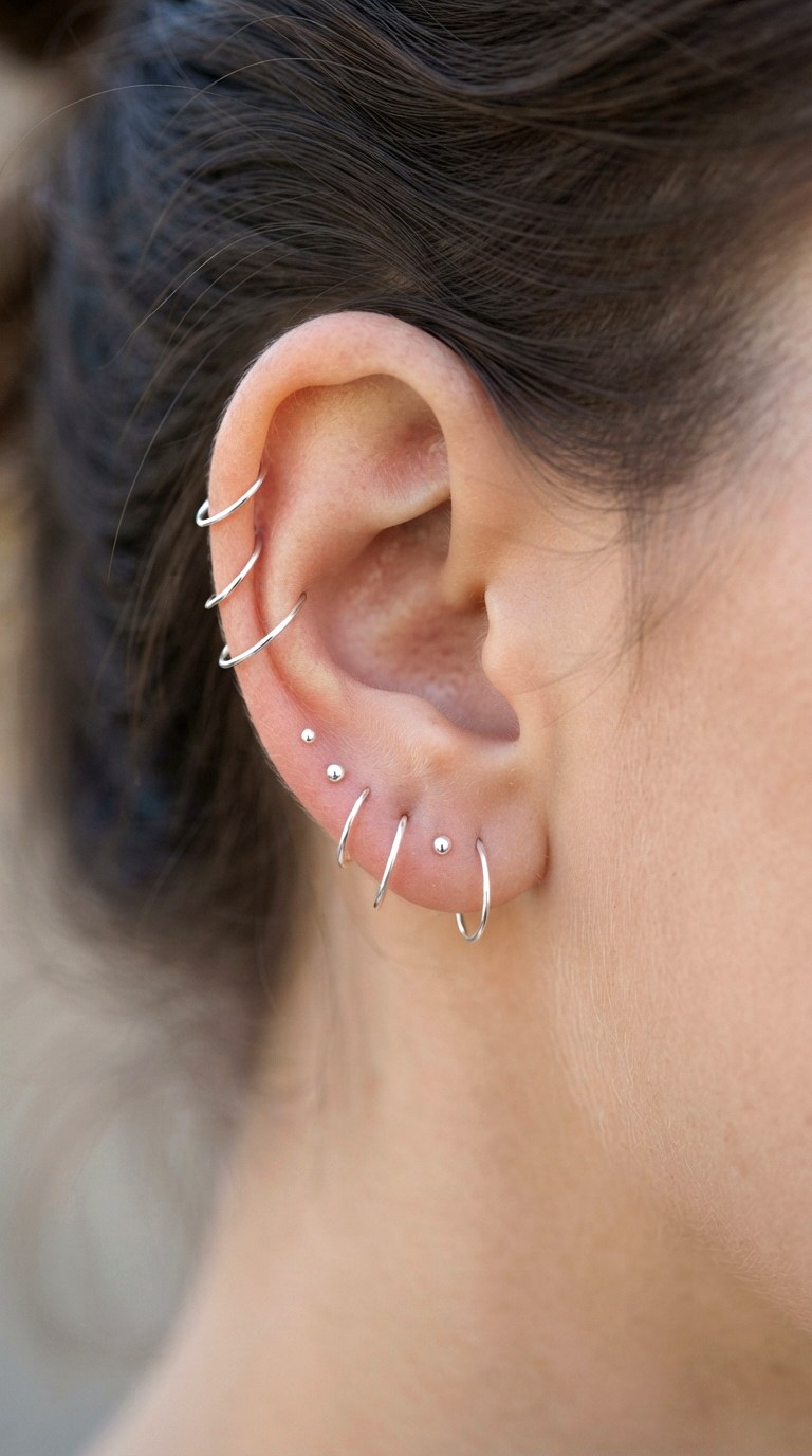 The Negative Space Orbit - 23 earring stacks silver
