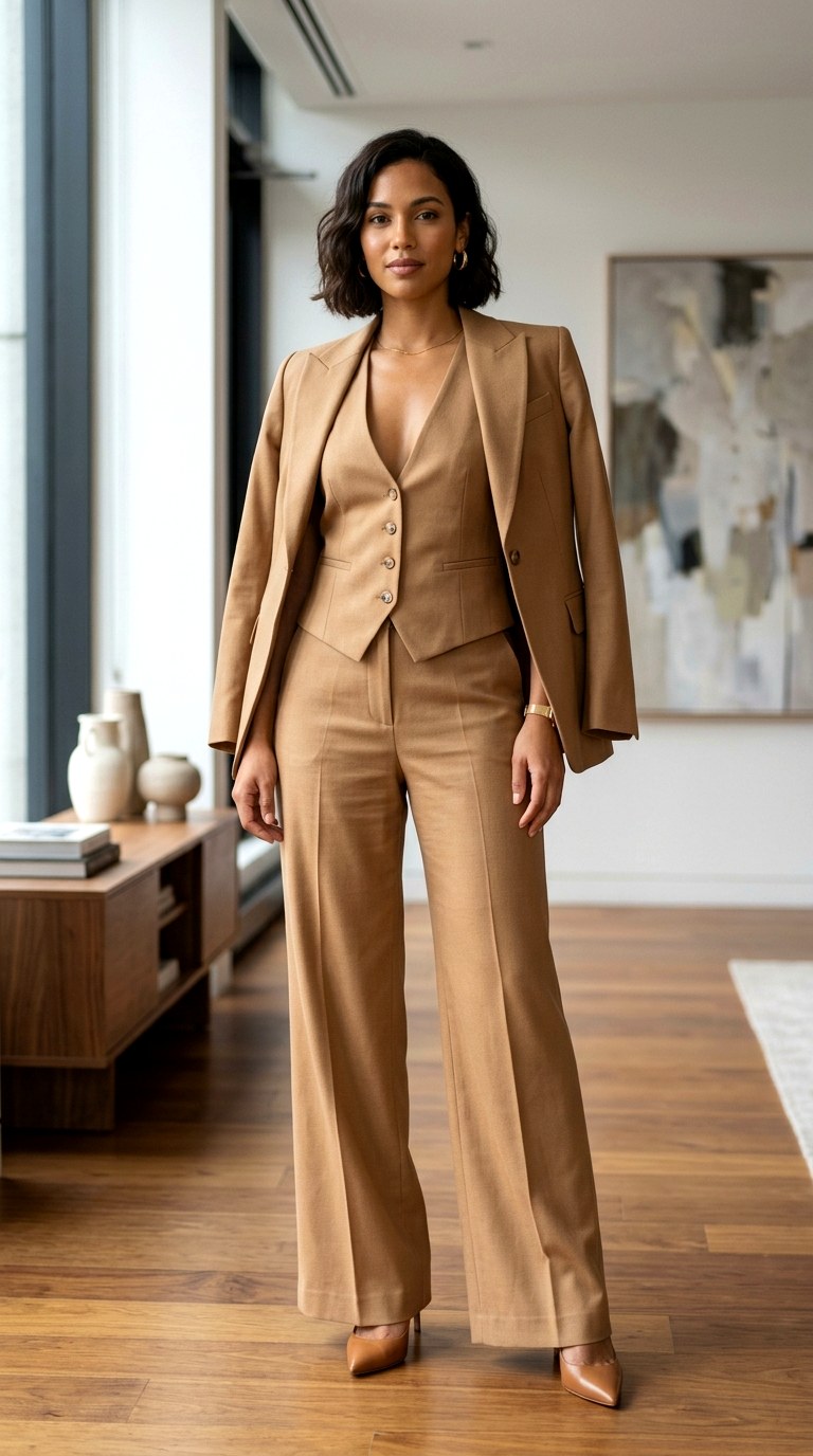 The Plunging Single Breasted Waistcoat Suit - 24 business professional outfits for women