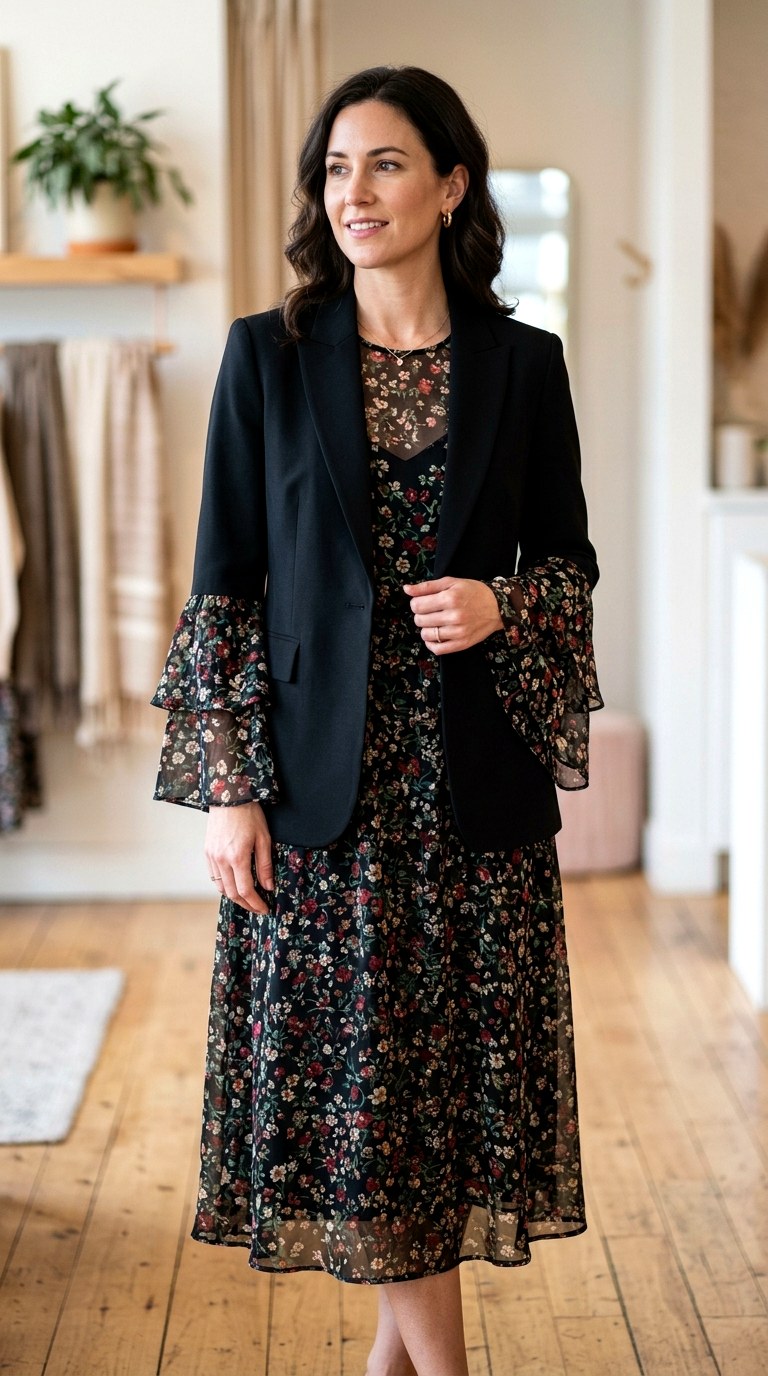 The Print Mixing Georgette Dress - 28 office attire women