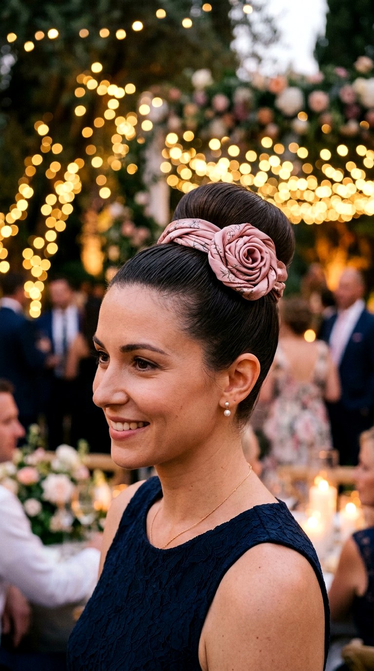 The Rosette Top Knot - 21 bandana in hair