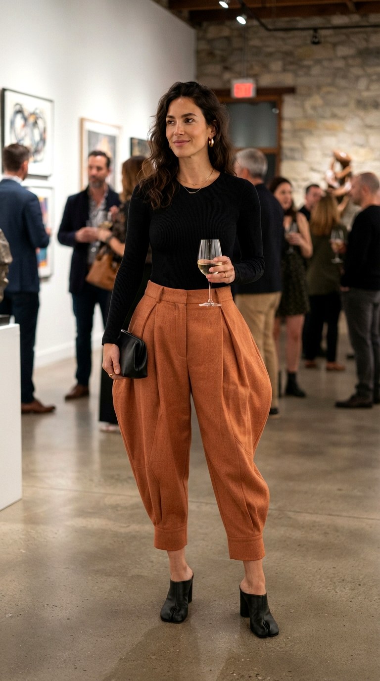 The Sculptural Peg Leg Trouser - 30 orange pants