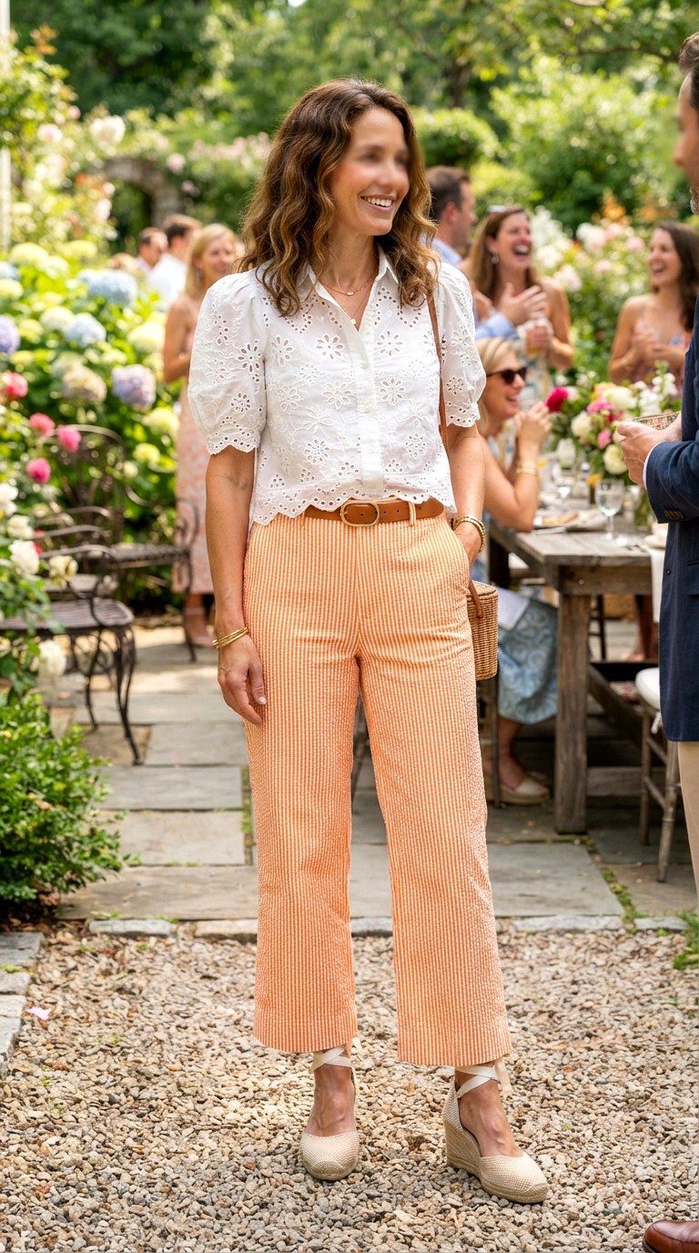 The Seersucker Summer Stripe - 30 orange pants