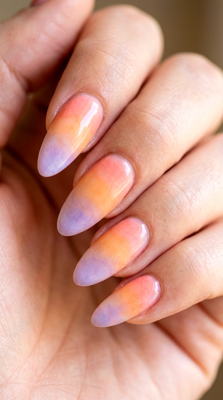 The Sheer Sunset Nail - 25 Elegant Spring Ombre Nails