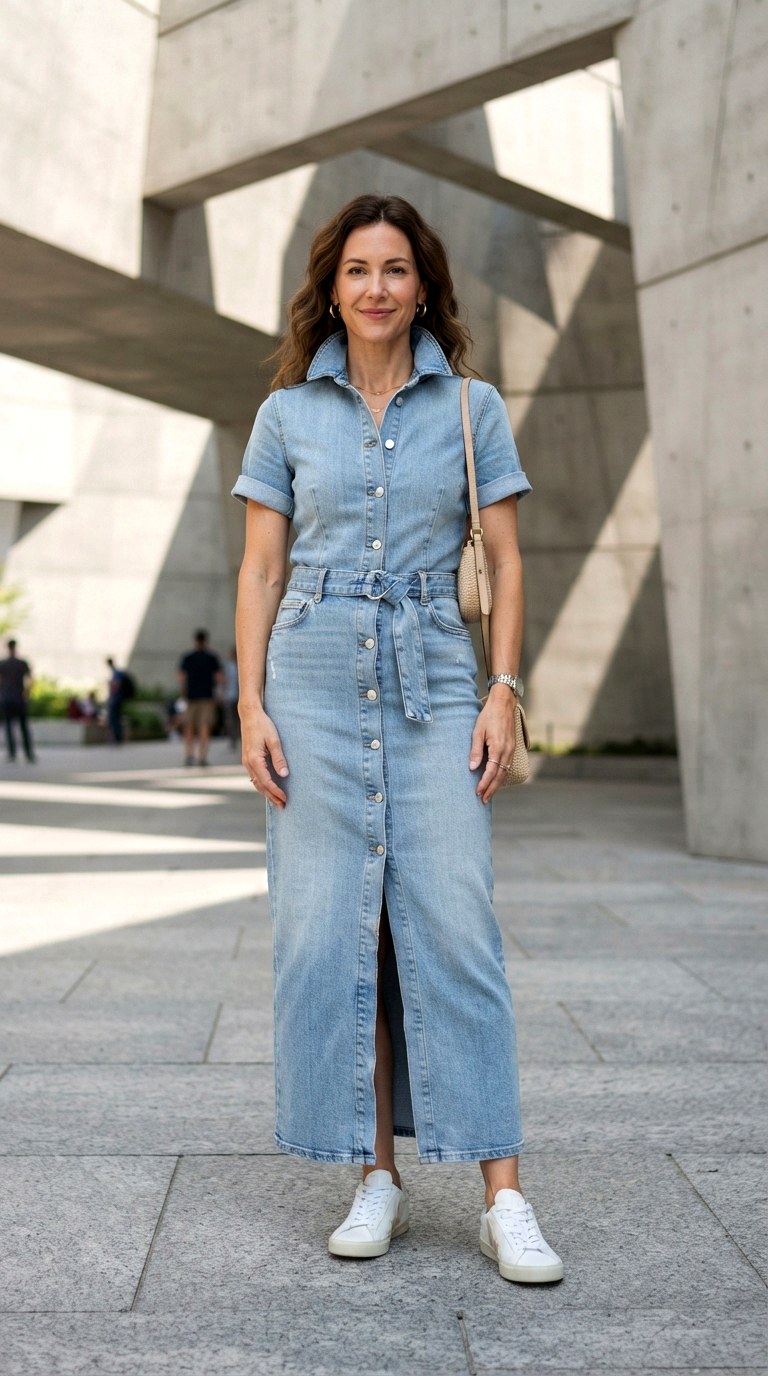 The Shirt Style Belted Denim - 22 maxi summer dresses