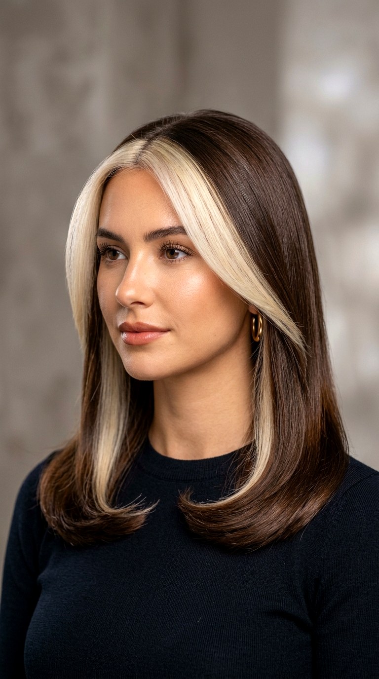 The Sleek Money Piece Blowout - 21 mid length hair blowout
