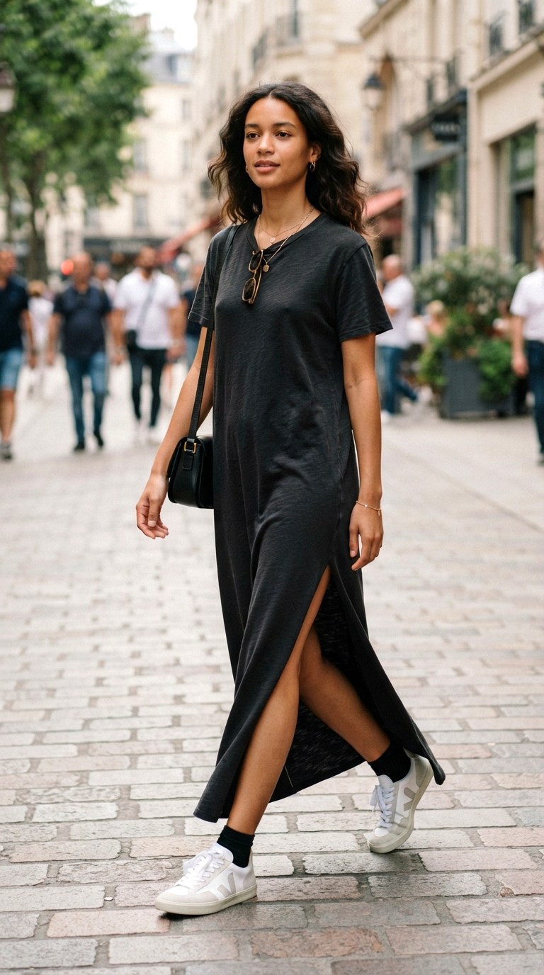The Slub Jersey Side Slit Tee Dress - 27 maxi dresses casual