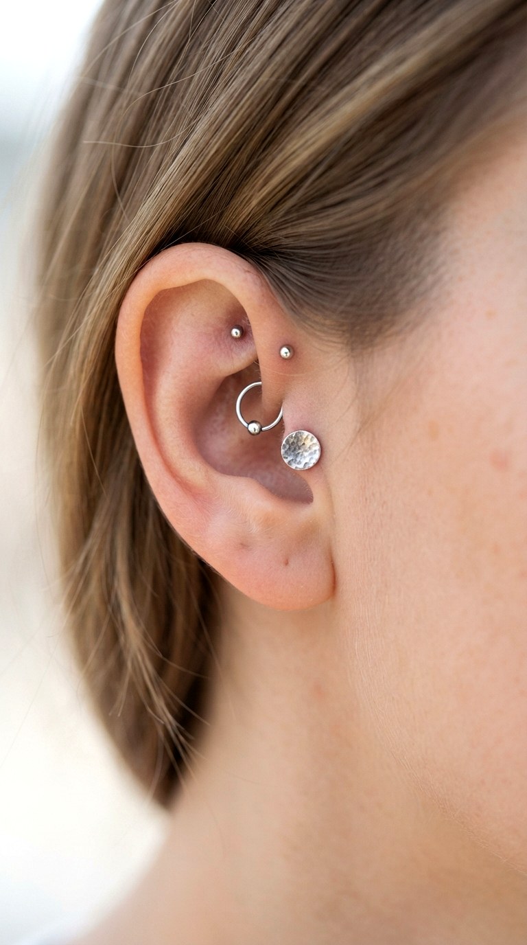 The Tragus Spotlight Trio - 23 earring stacks silver