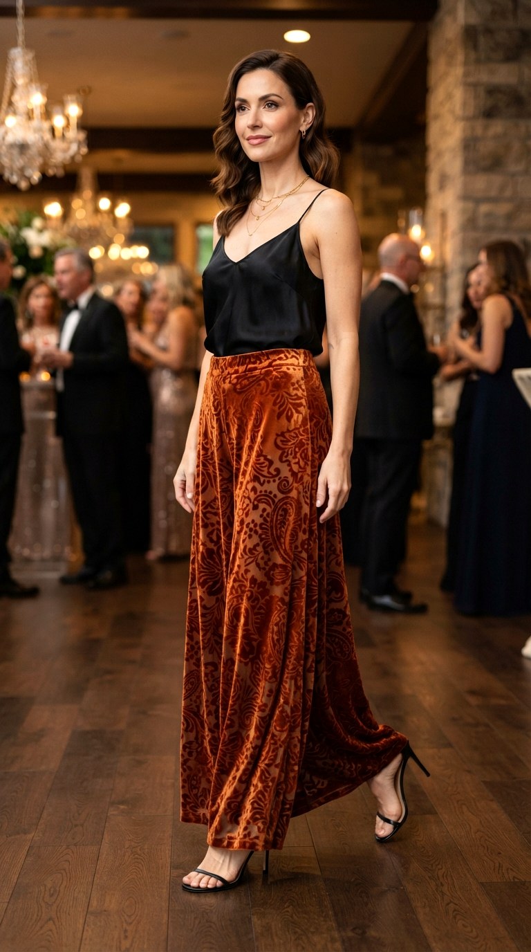 The Velvet Devore Evening Pant - 30 orange pants