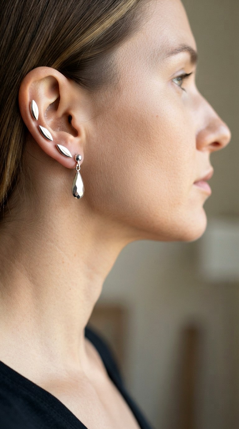 The Vertical Climber Array - 23 earring stacks silver