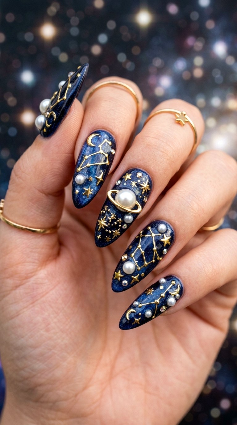 The Zodiac Constellation Bling - 29 Maximalist Spring Colorful Junk Nails