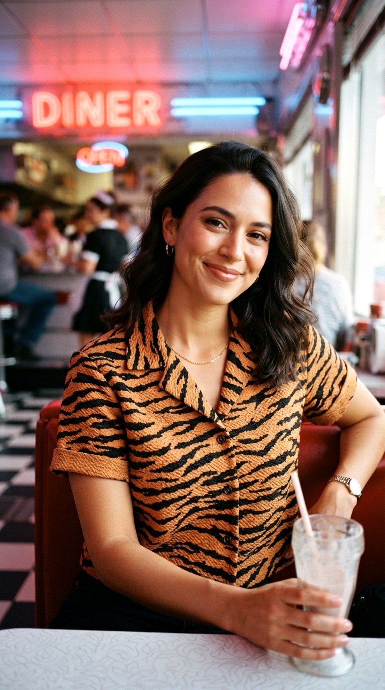 Tiger Stripe Jacquard Tee - 26 orange t-shirt