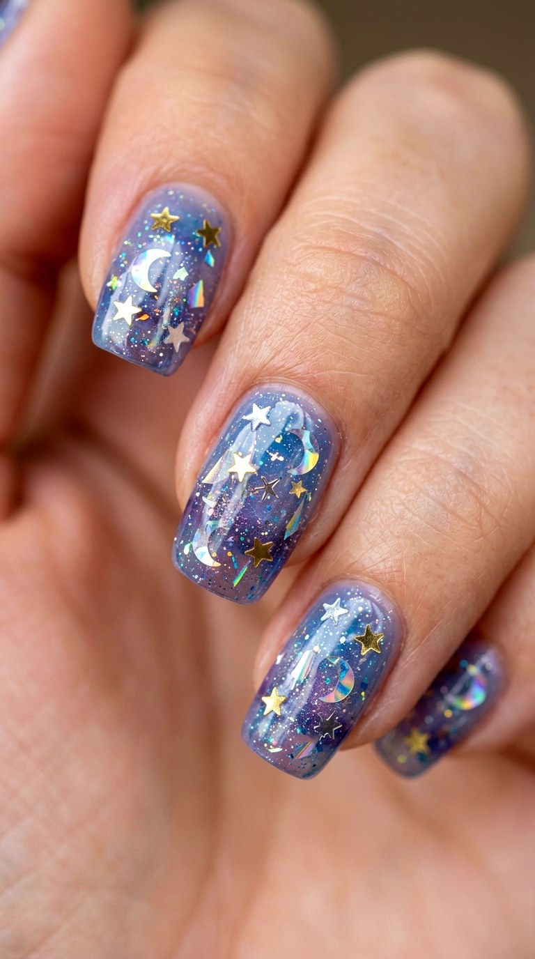 Tigers Eye Swirl With Volcanic Grit - 24 Eclectic Spring Colorful Junk Nails