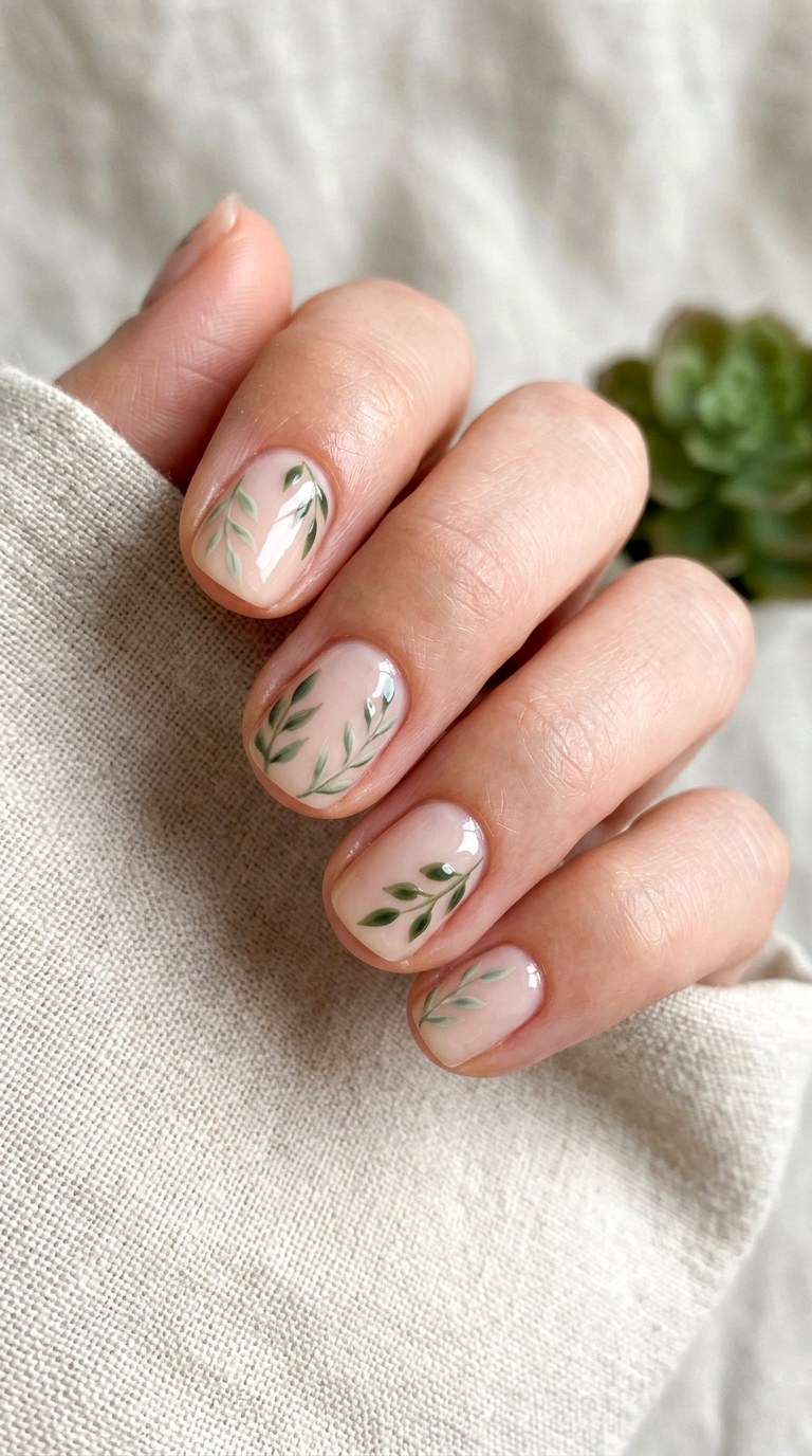 Tiny Leaf Nail Art - 28 Short Spring Nail Designs That Are Cute and Practical