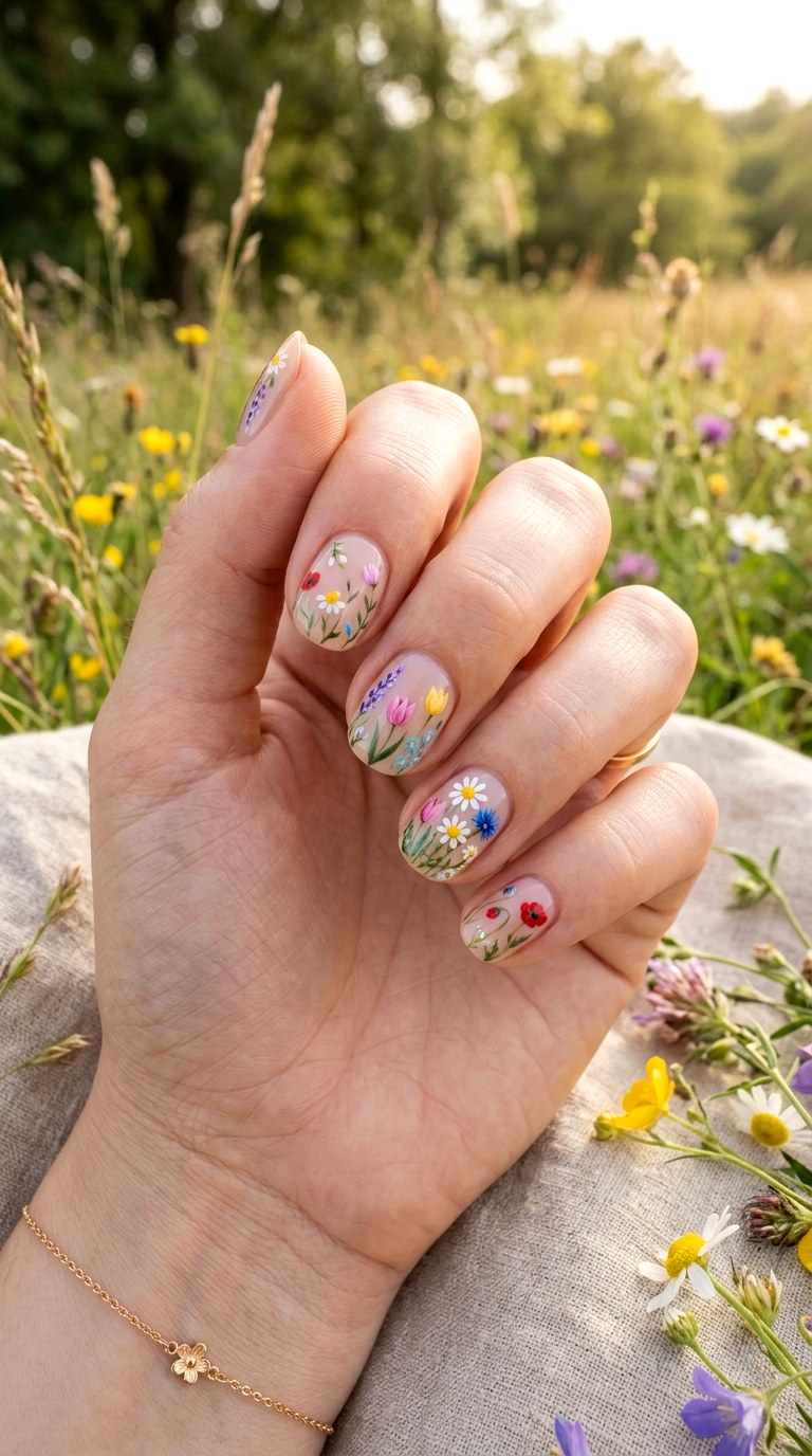 Tiny Wildflower Nails - 30 Floral Spring Nail Designs That Are Perfect for the Season