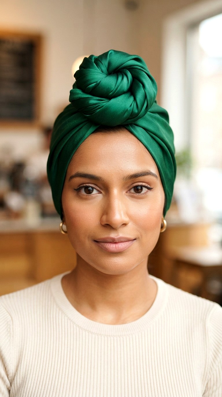 Top Knot Turban - 25 silk bandana hairstyles