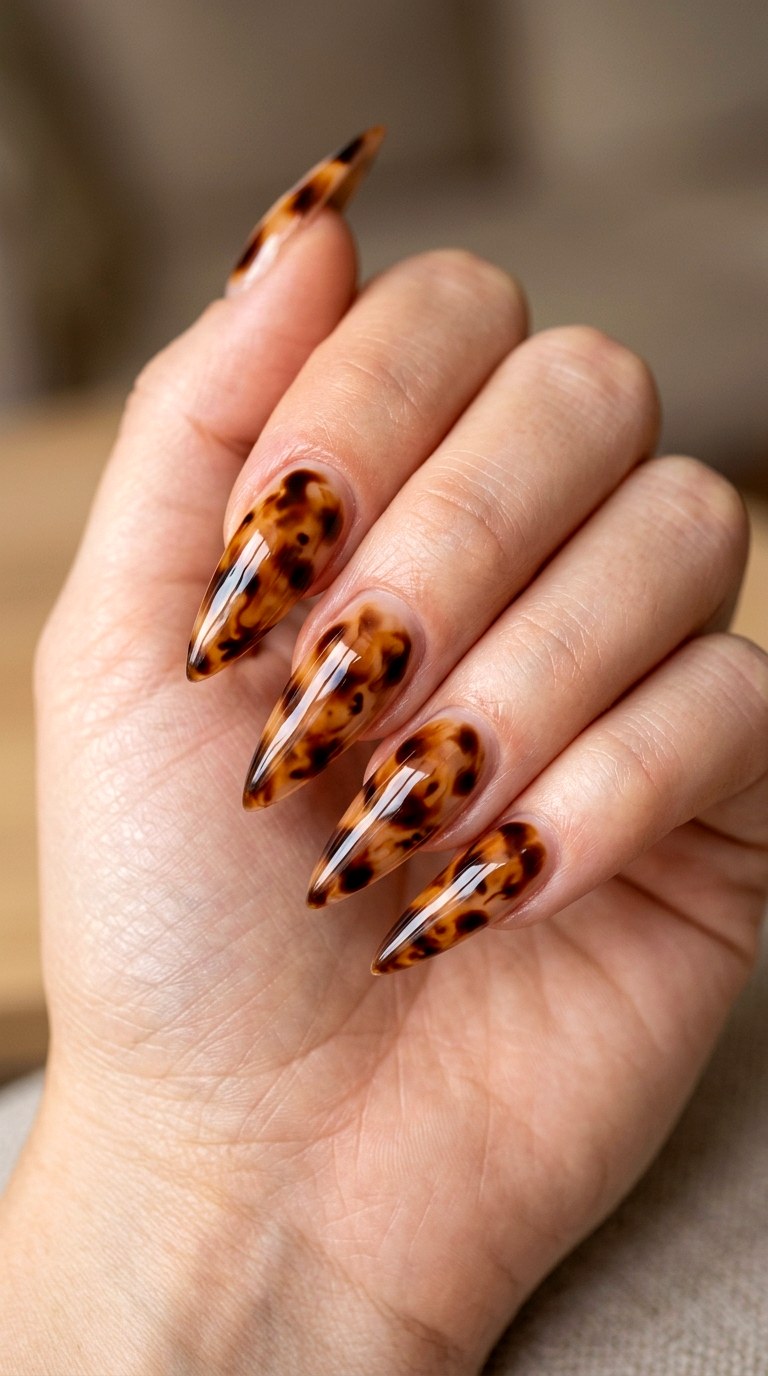 Tortoiseshell Gloss - 25 Sleek Spring Stiletto Nails
