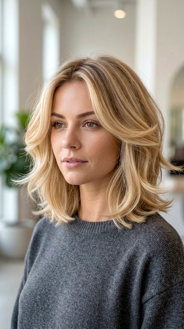 Tousled Lob with Curtain Edges - 21 Shoulder Length Wolf hair Cut