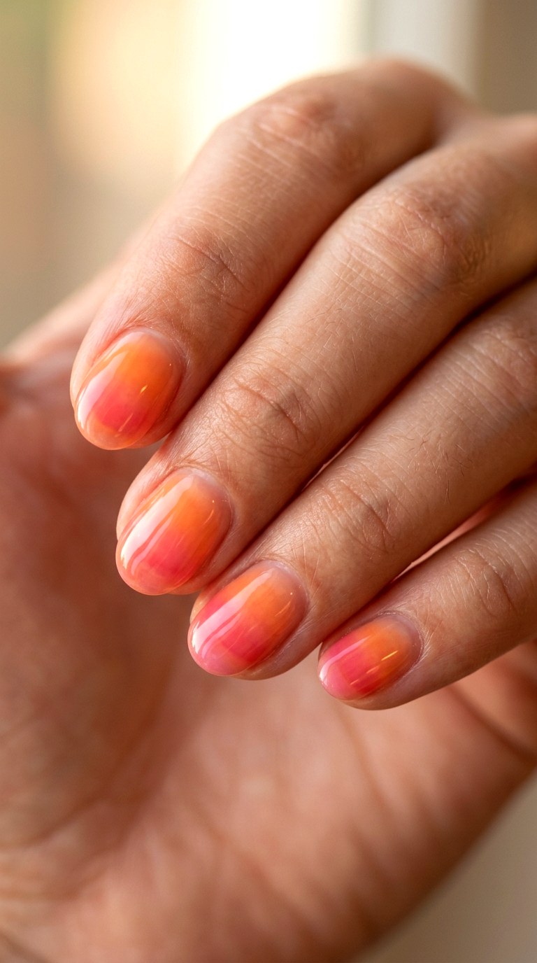Translucent Jelly Sunset Gradient - 24 Light Spring Ombre Nails