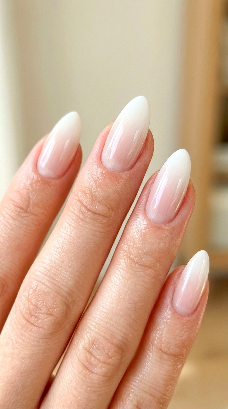 Translucent Milky White to Bright White Fade - 28 Seamless Spring Ombre Nails