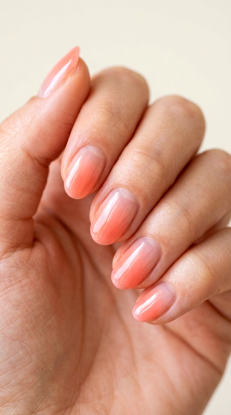 Translucent Peach Blossom - 27 Neutral Spring Ombre Nails