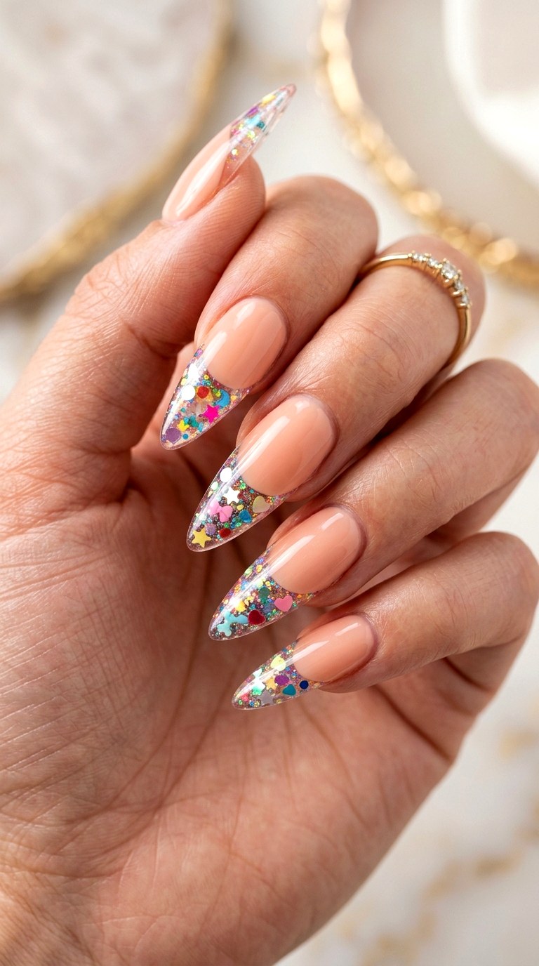 Transparent Tip Junk Windows - 23 Whimsical Spring Colorful Junk Nails
