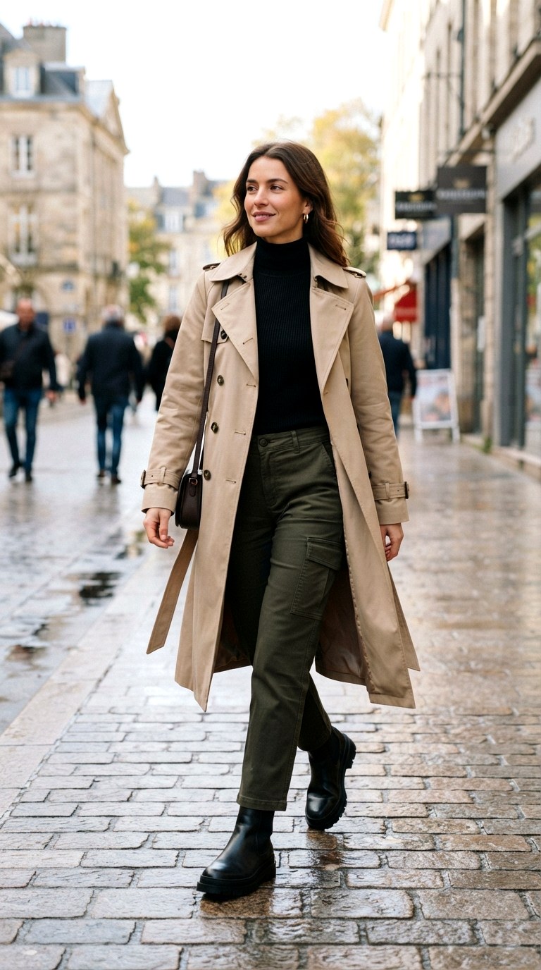 Trench Coat Utility Mix - 28 cargo pants outfits women