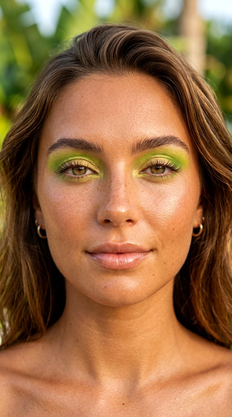 Tropical Lime and Gold Eyes - 22 Summer Colorful Eye Makeup 2026