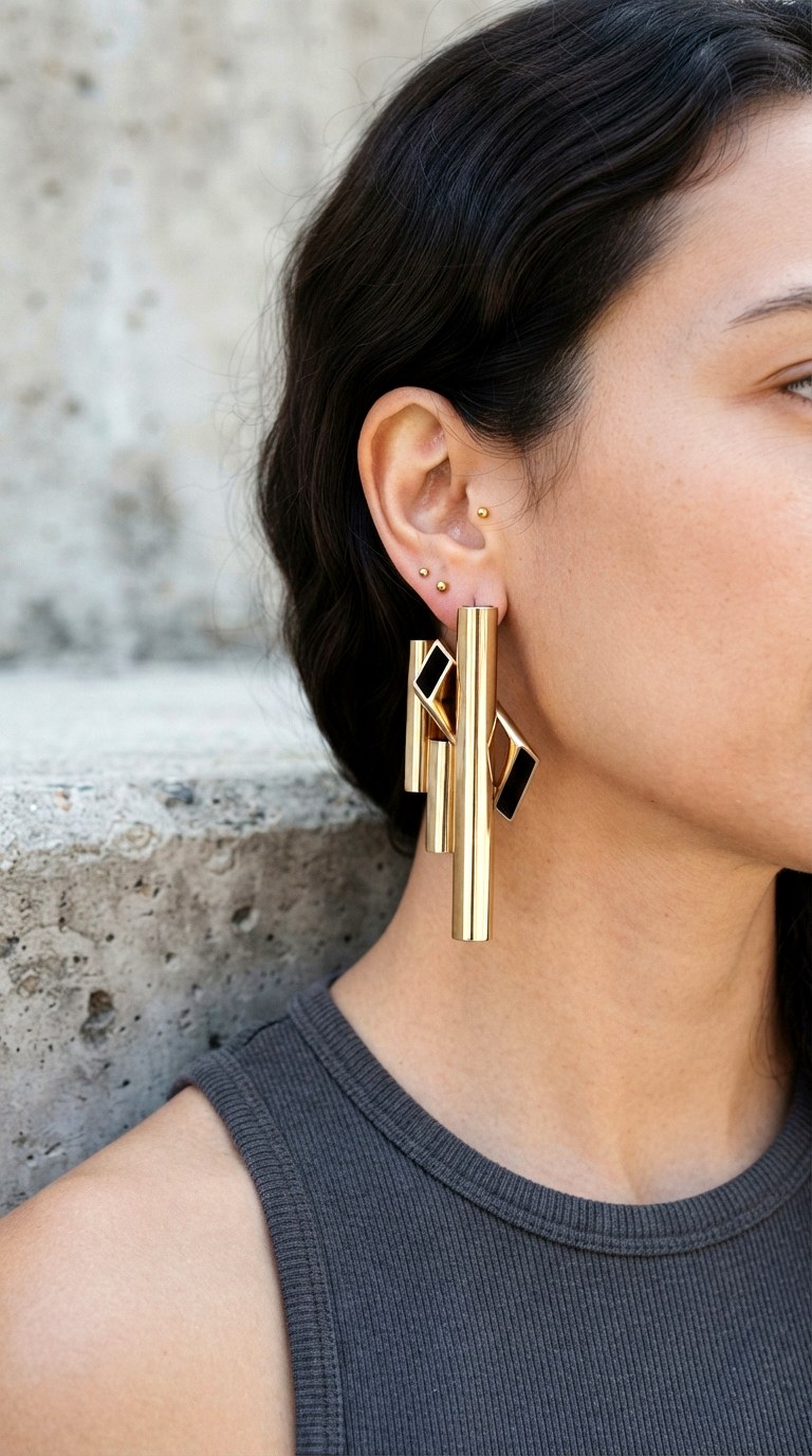 Tube Metal Geometric Studs Earrings - 30 classy earrings