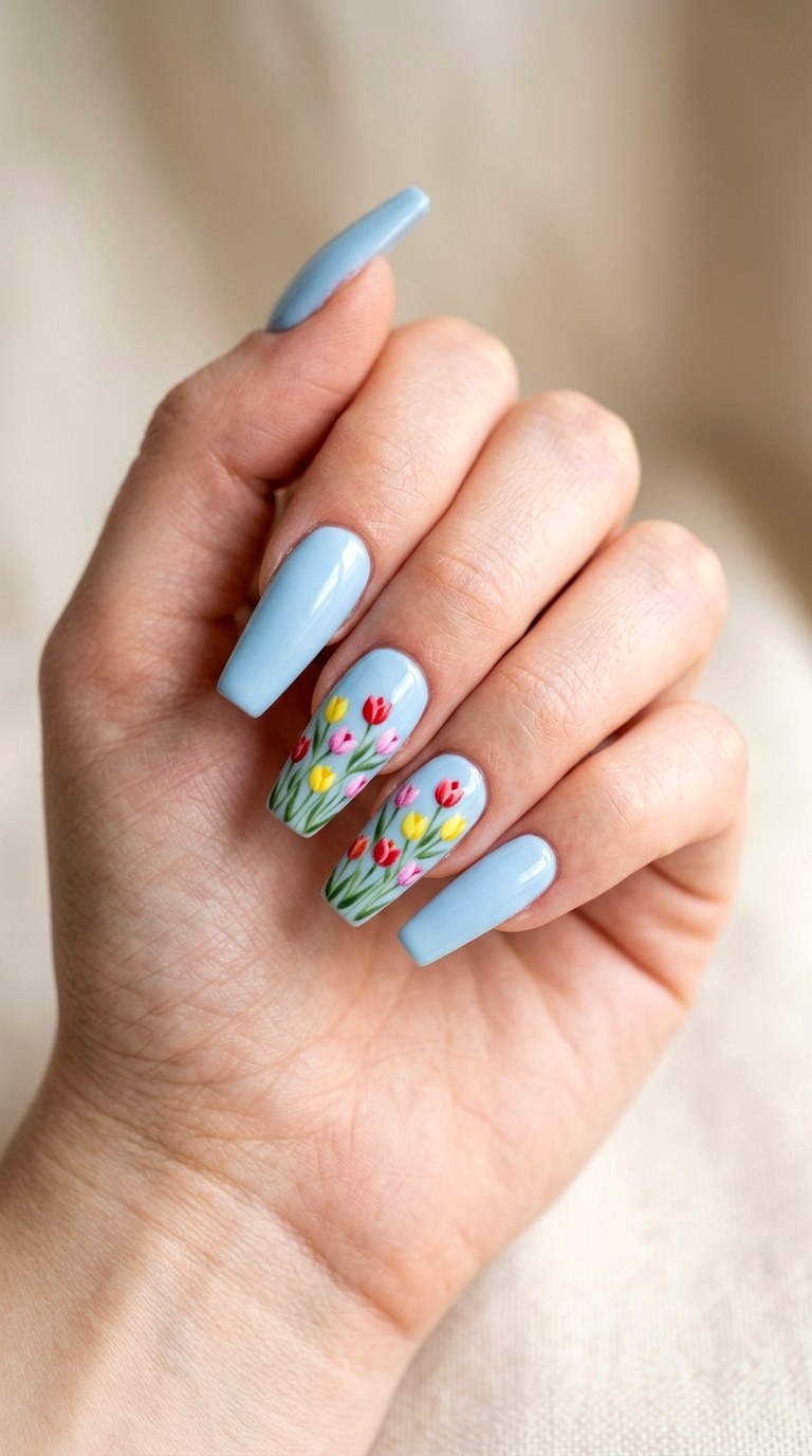 Tulip Field Nail Art - 24 Fresh Spring Acrylic Nails