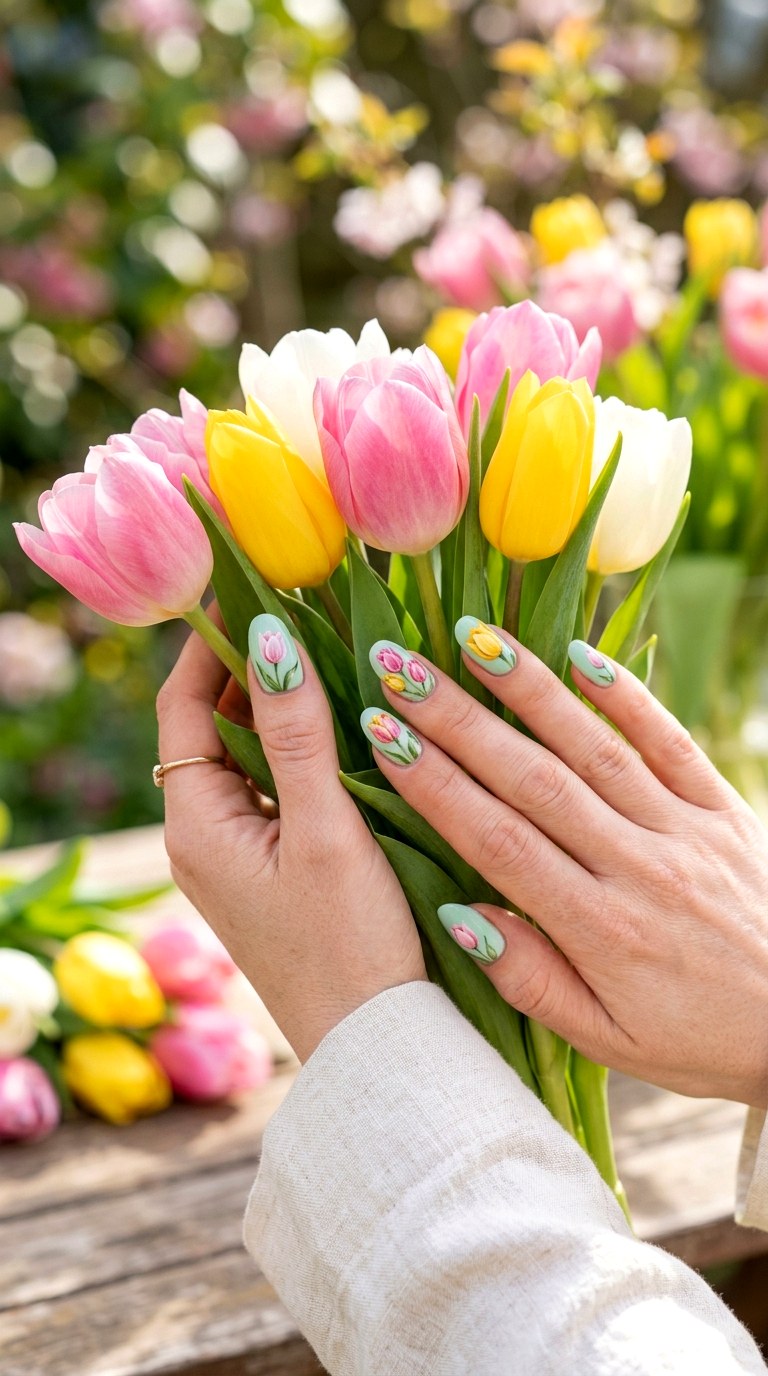 Tulip Spring Nails - 30 Floral Spring Nail Designs That Are Perfect for the Season