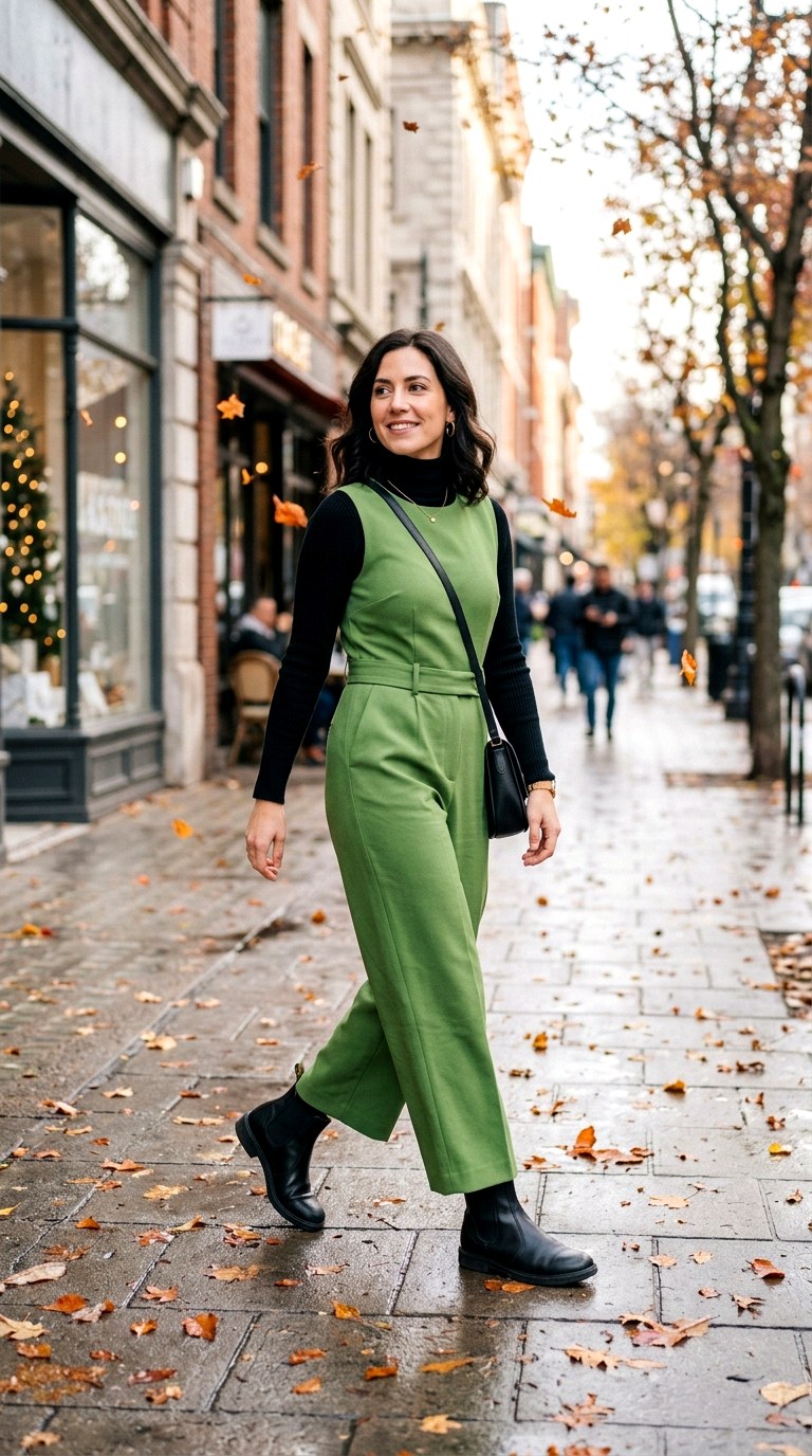 Turtleneck Base Laye - 28 green jumpsuit outfit