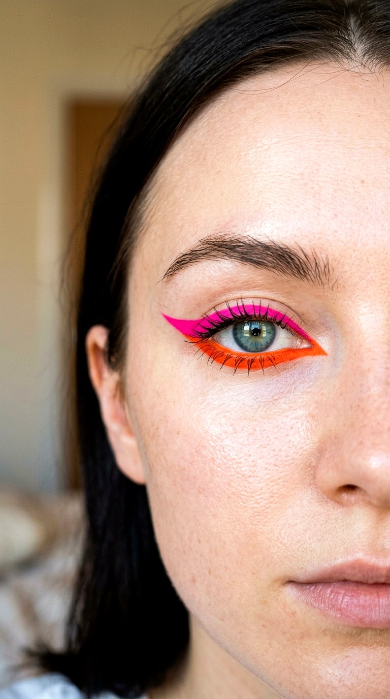 Two Tone Clashing Liner - 25 colorful makeup ideas