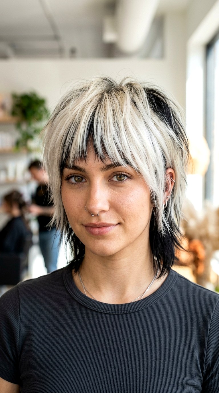Two Tone Color Block Styling - 23 Wolf Cut Short Hair